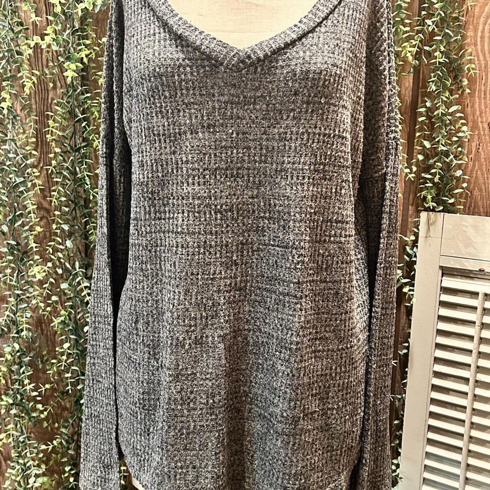 Gray V-Neck Women's Sweater